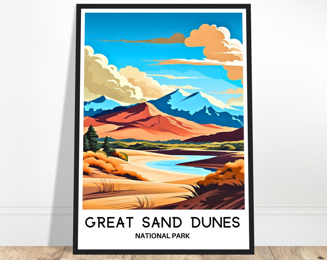 Great Sand Dunes National Park Colorado Mountains Travel Poster