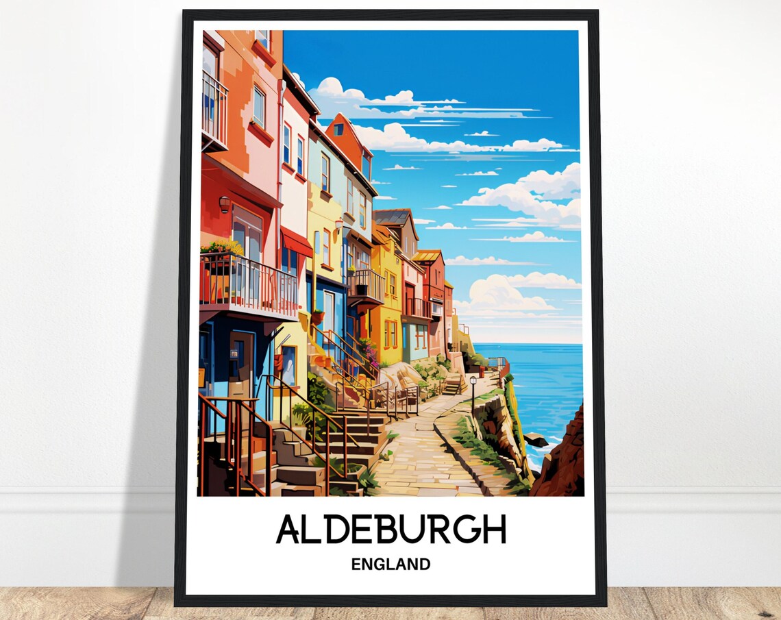 Aldeburgh England Colorful Seaside Town Cliff Path Travel Poster