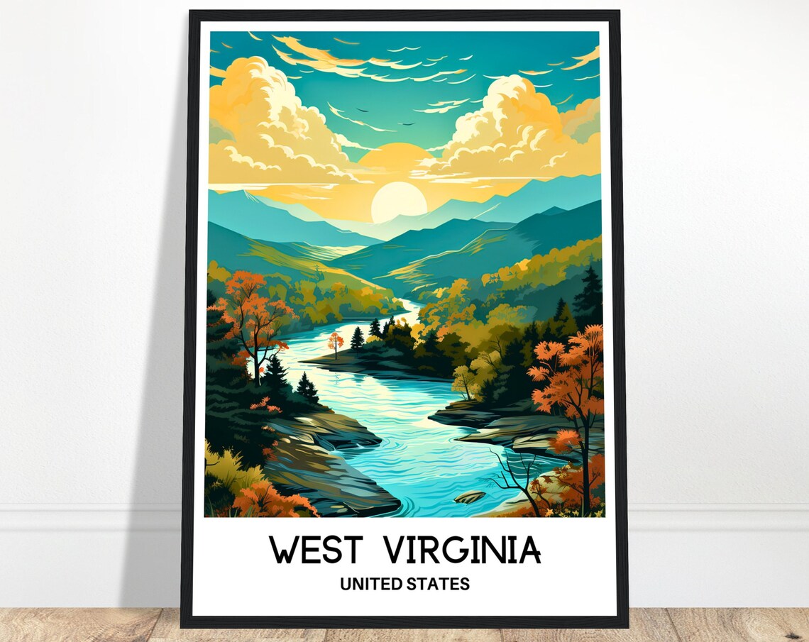 West Virginia Travel Poster, America Home Decor