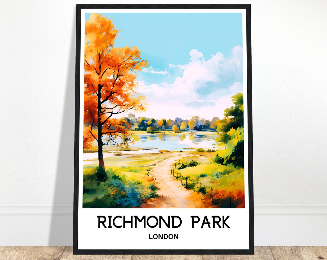 Richmond Park Watercolor Print London Travel Poster English Art Print England Lover Gift Richmond Park Watercolour Painting Illustration