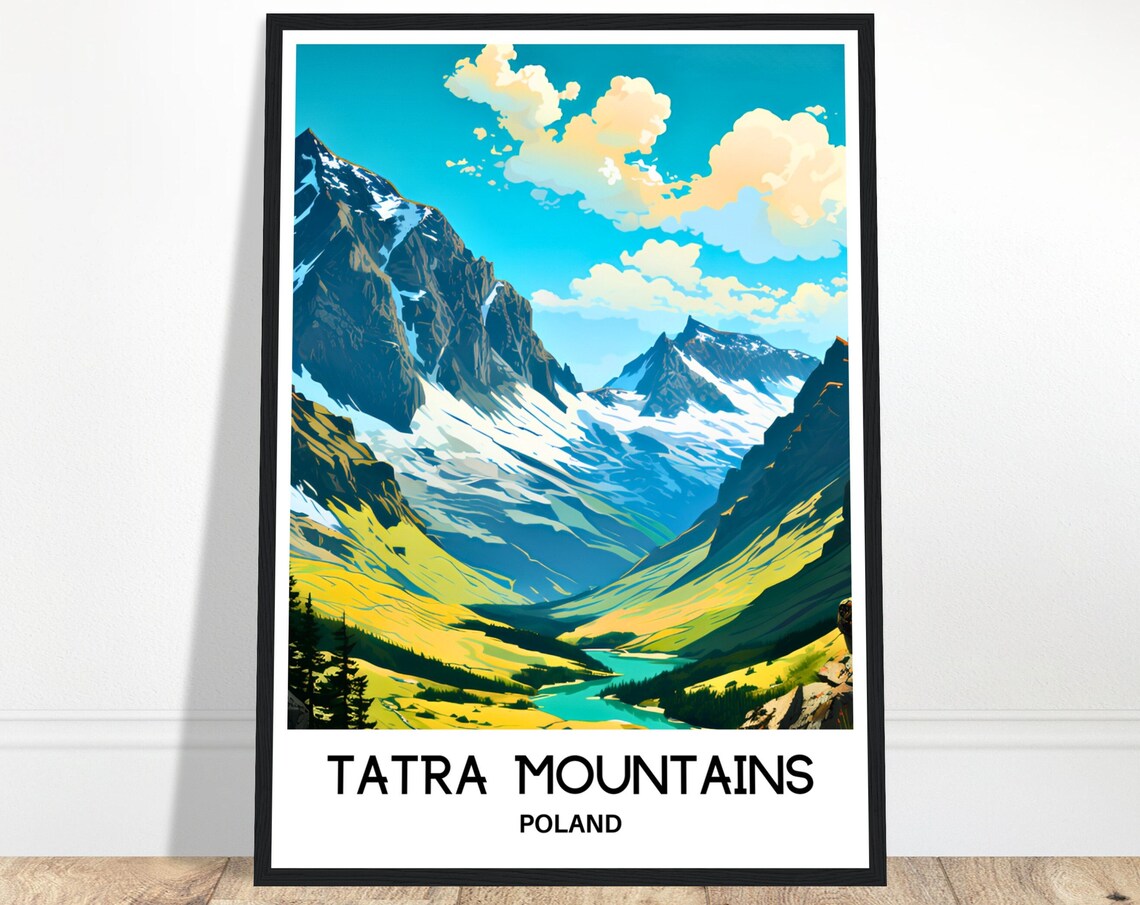 Tatra Mountains Poland Alpine Peaks Sunny Valley Lake Travel Poster