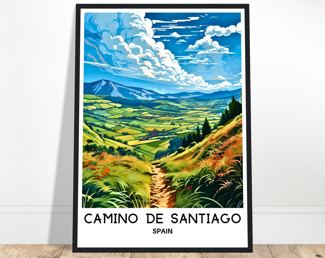 Camino De Santiago Mountain Trail Spain Pilgrimage Travel Poster