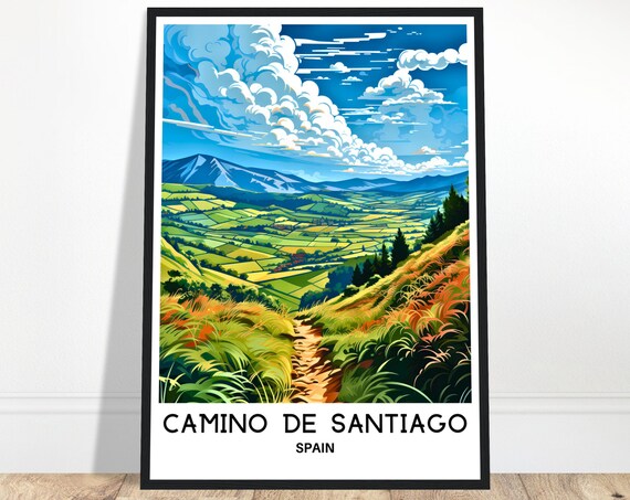 Camino De Santiago Travel Print Poster Spanish Art Spain Lover Gift Wall Hanging Illustration Home Office Decor
