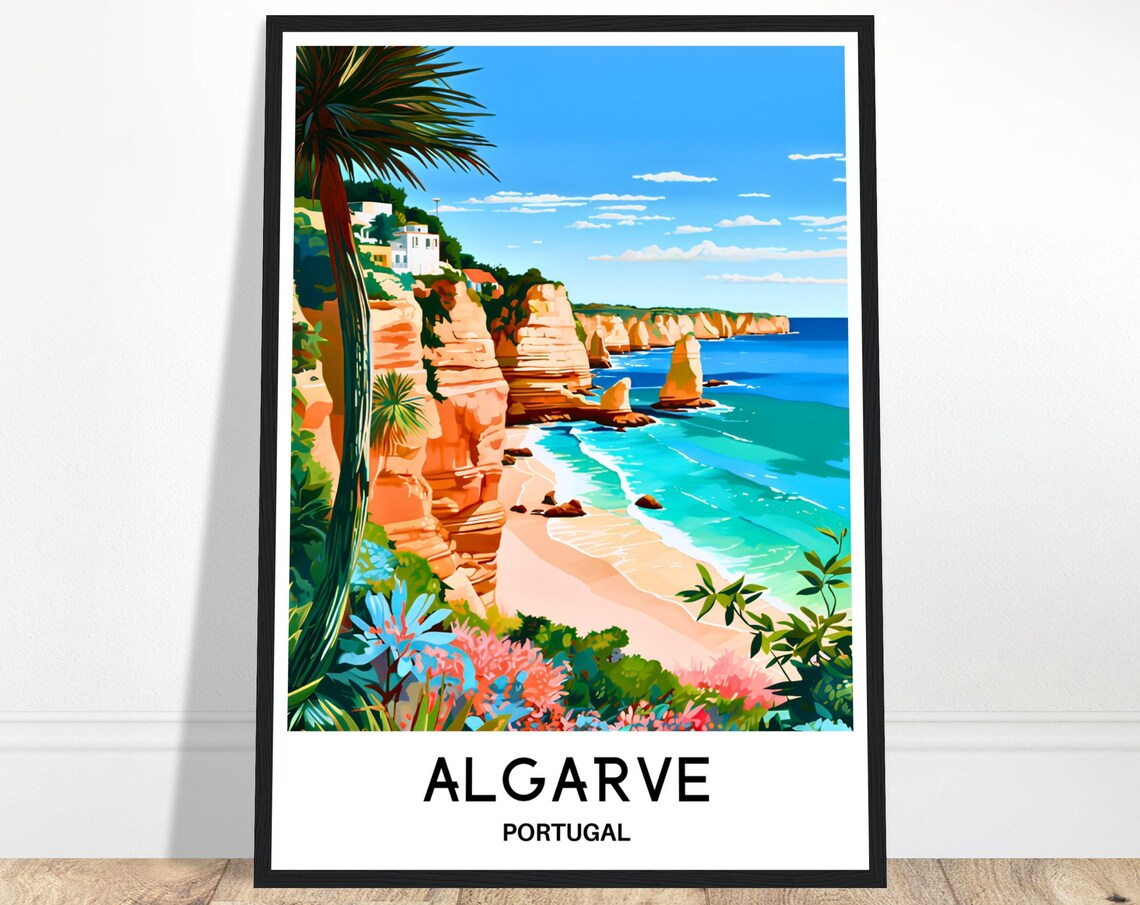 Algarve Travel Print Algarve Poster Portuguese Art Print Portugal Lover Gift Wall Hanging Art Home Office Decor Algarve Illustration