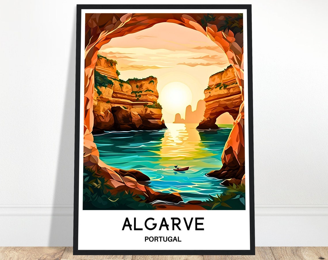 Algarve Travel Poster Algarve Travel Print Algarve Art Print Algarve Travel Gift Algarve Wall Decor Algarve Painting Algarve Portugal Art