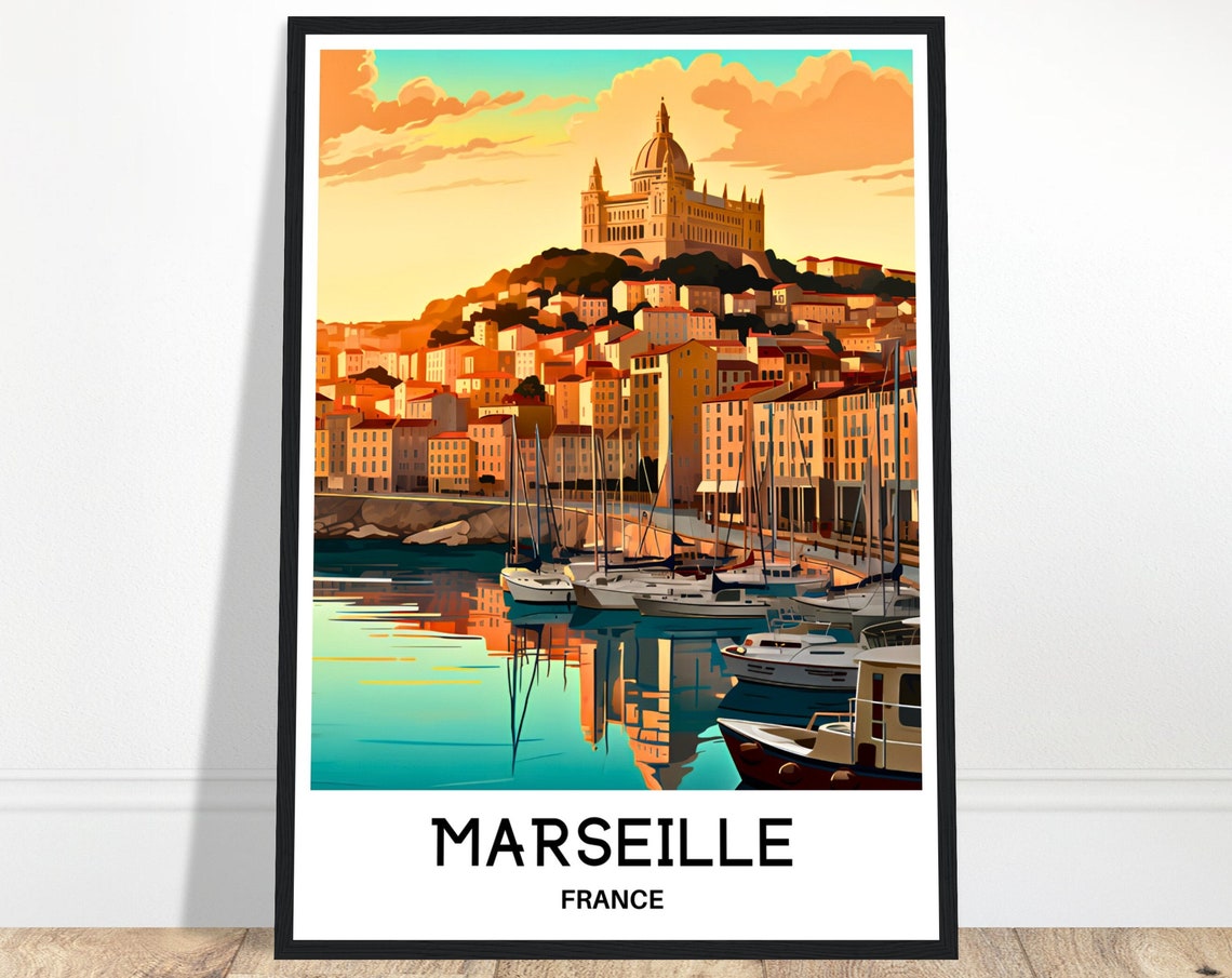 Marseille Travel Print Marseille Poster French Art Print France Lover Gift Wall Hanging Art Home Office Desk Decor Marseille Illustration