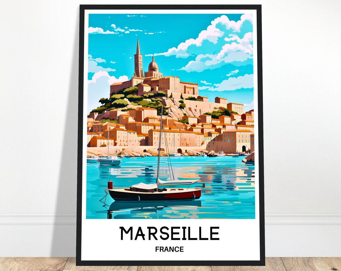 Marseille Travel Print Marseille Poster French Art Print France Lover Gift Wall Hanging Art Home Office Desk Decor Marseille Illustration