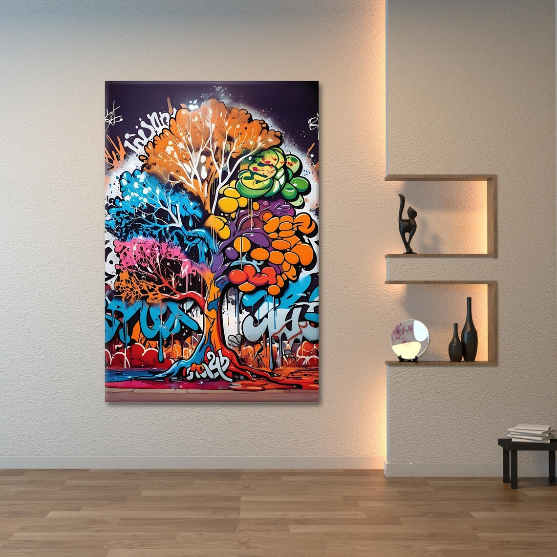 Graffiti Tree Modern Art for Interior Design