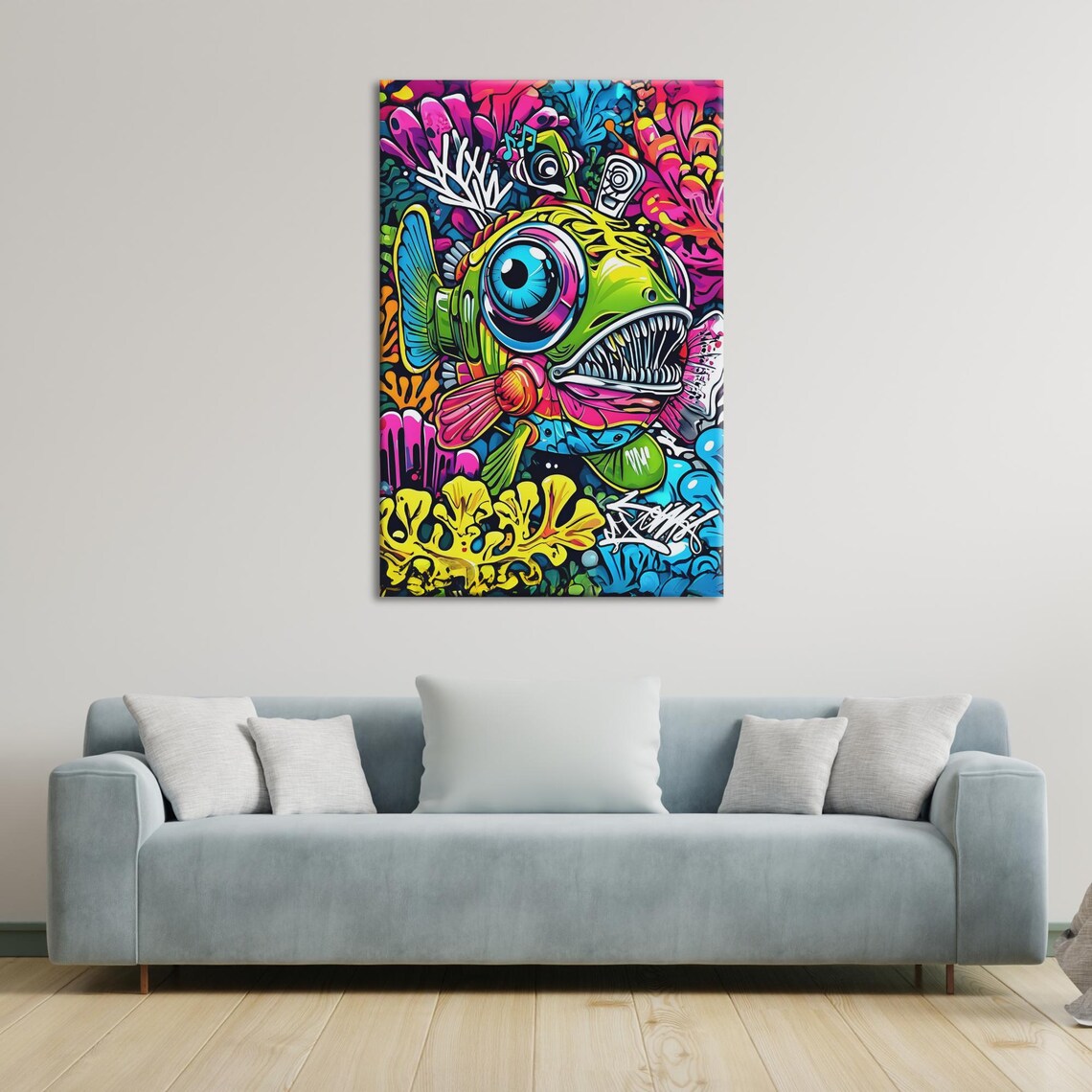 Mechanical Graffiti Fish - Unique Home Decor - Image 3