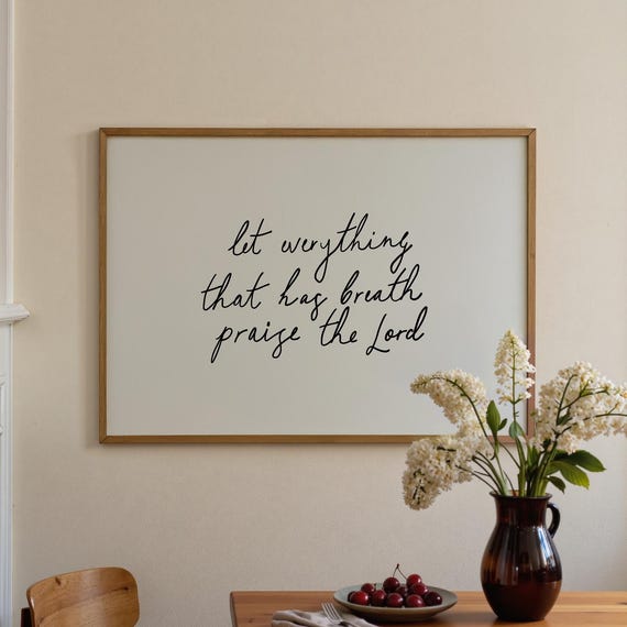 Neutral Christian Print Praise The Lord Trendy Handwritten Poster Horizontal