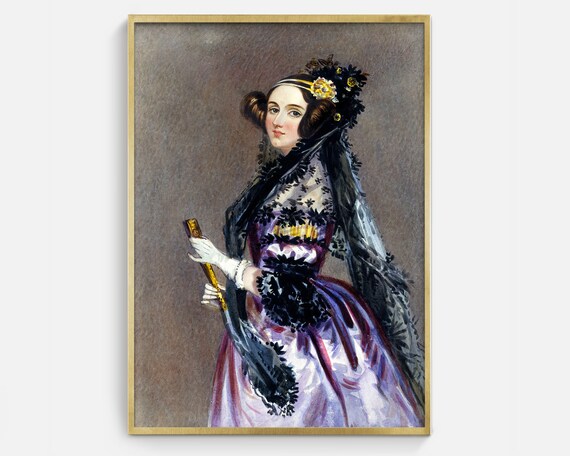 Ada Lovelace Victorian Portrait Purple Dress Black Lace Shawl Art Poster