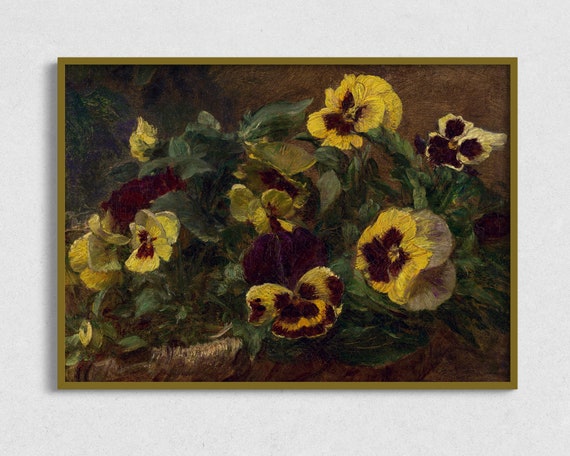 Antique Yellow Flower Painting, Floral Art Print