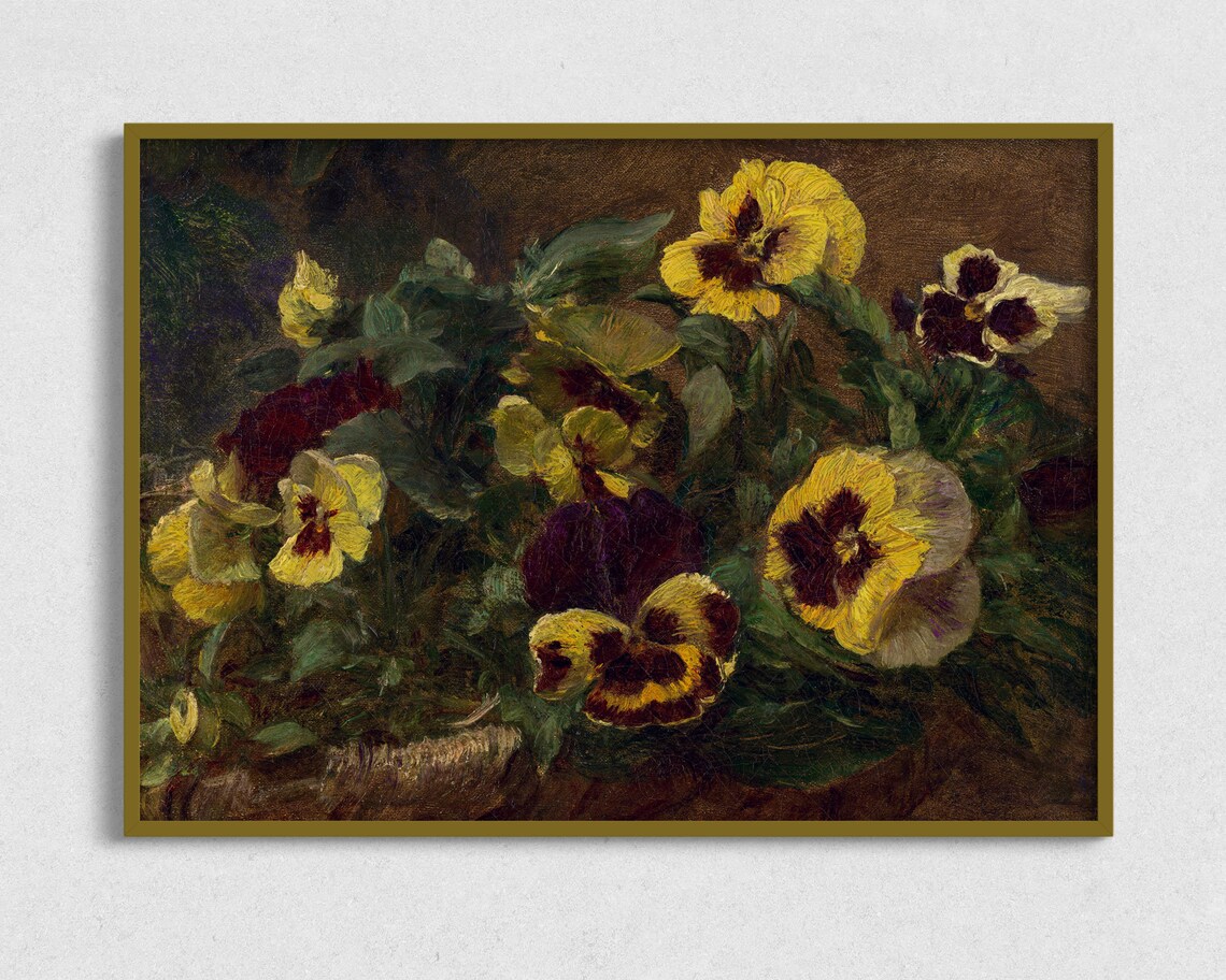 Antique Yellow Flower Painting, Floral Art Print