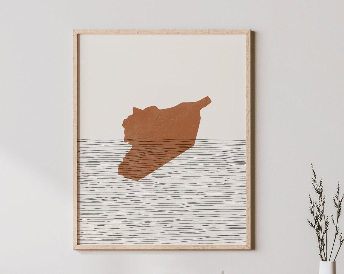 Syria Boho Travel Poster, Country Map Silhouette