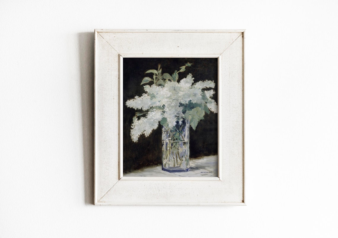 Manet White Lilacs Crystal Vase Impressionist Floral Still Life Poster - Image 2