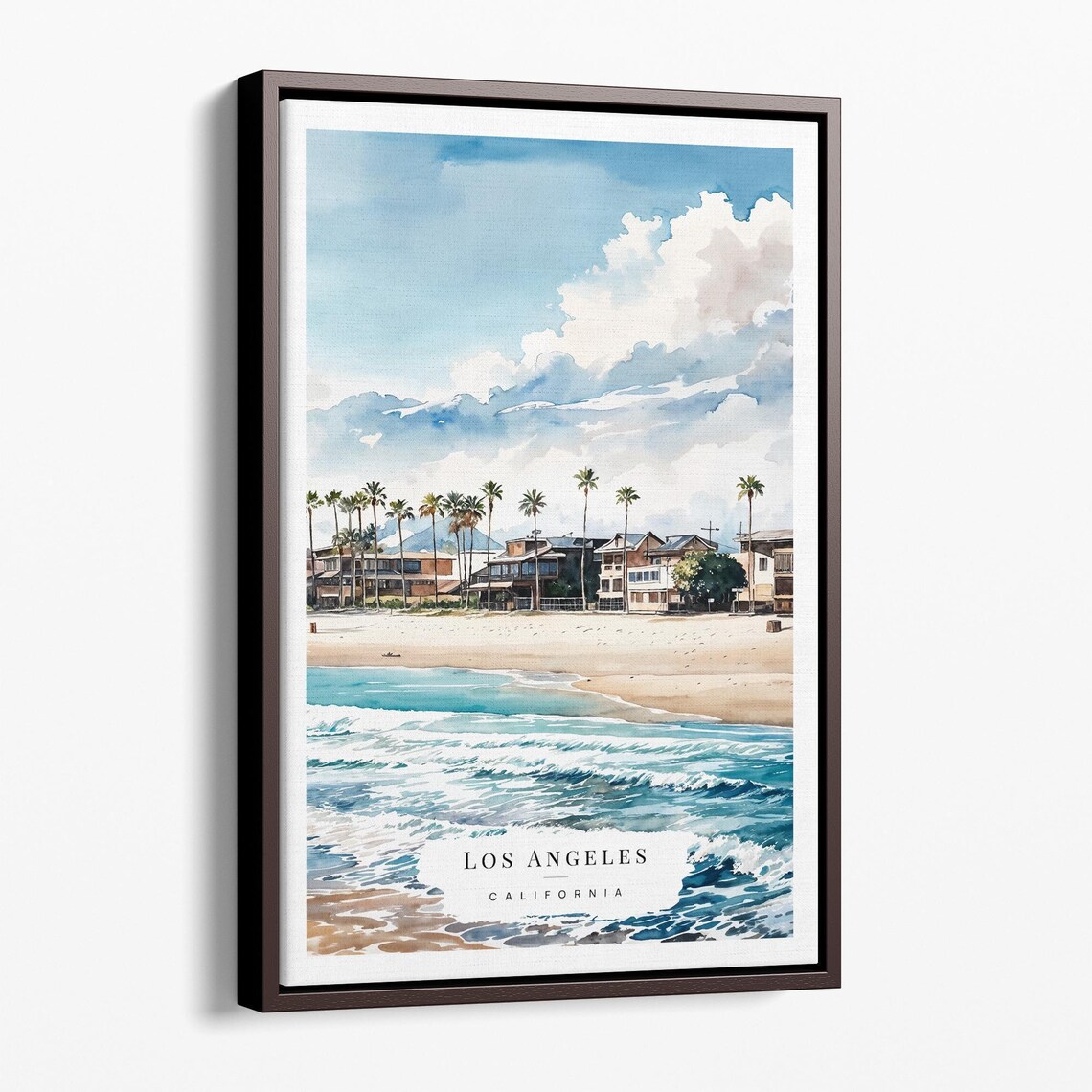 Los Angeles California Beach Watercolor Coastal Travel Wall Poster