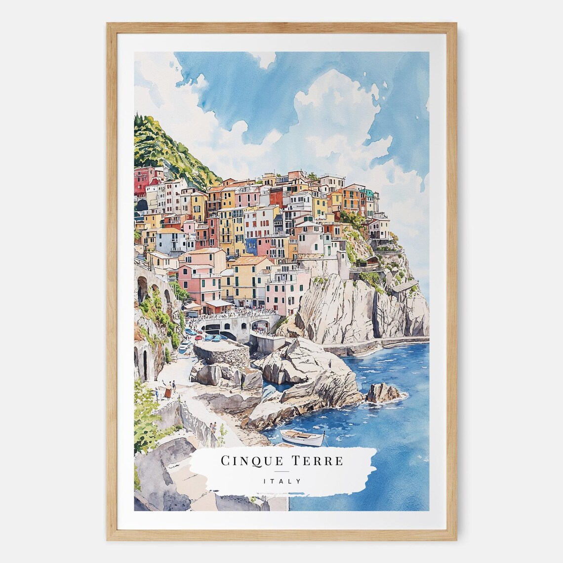 Manarola Cinque Terre Watercolor Art Print, Italy