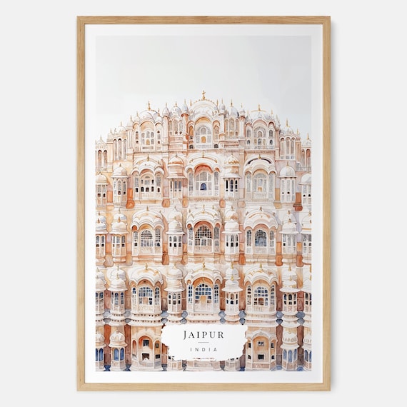 Jaipur Watercolor Art India Wall Pink City Print Travel Rajasthan Gift Asian Decor