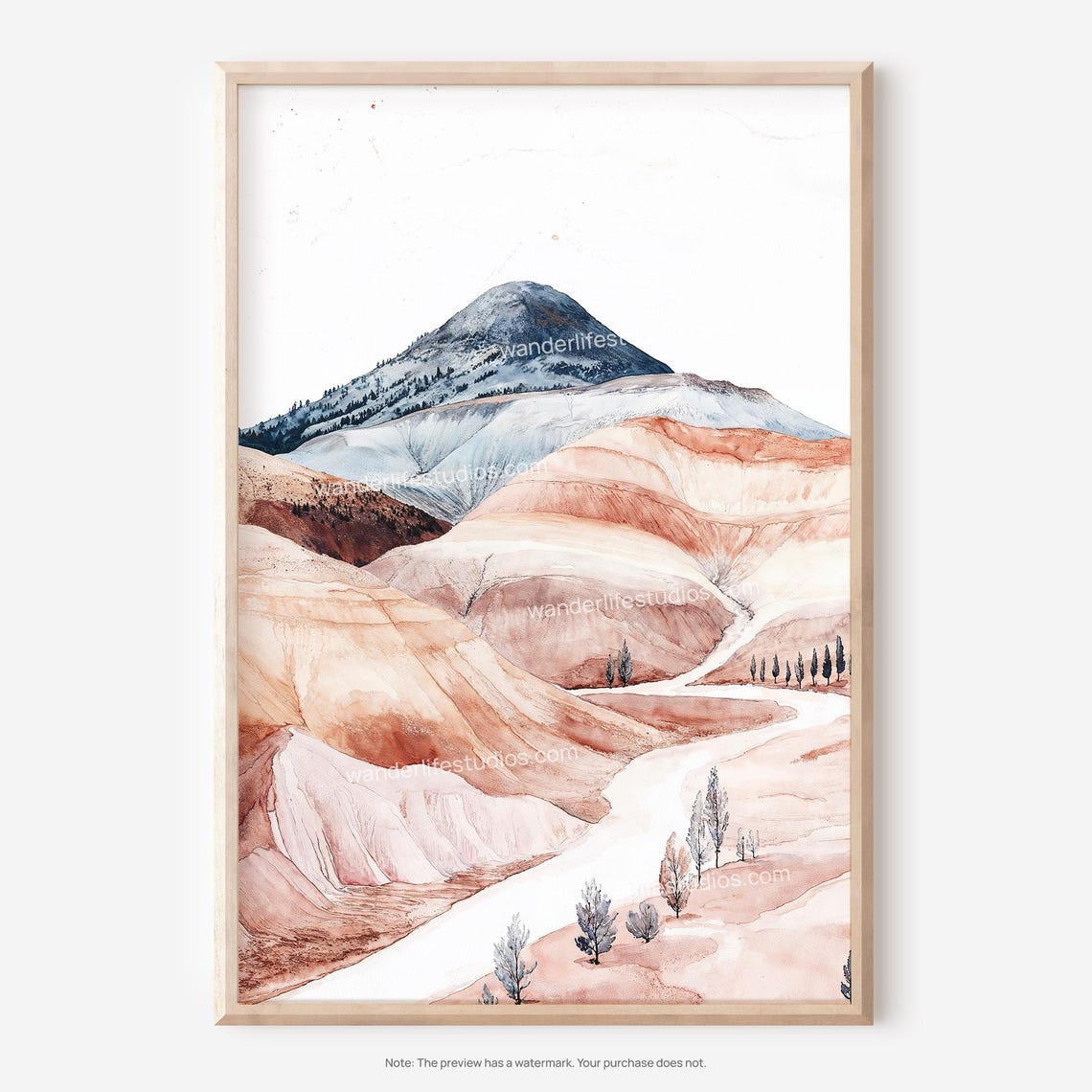 Painted Hills Oregon Watercolor Striped Desert Landscape Poster