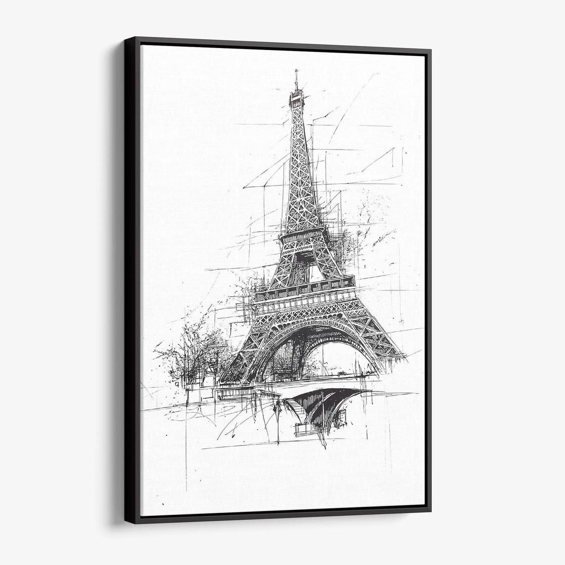 Eiffel Tower Paris Pencil Sketch Drawing Minimalist Art Poster