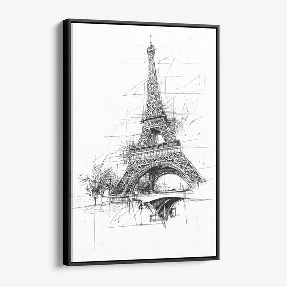 Eiffel Tower Pencil Drawing Canvas Print Elegant Parisian Art For Home Decor
