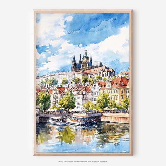 St Vitus Cathedral Wall Art Watercolor Style