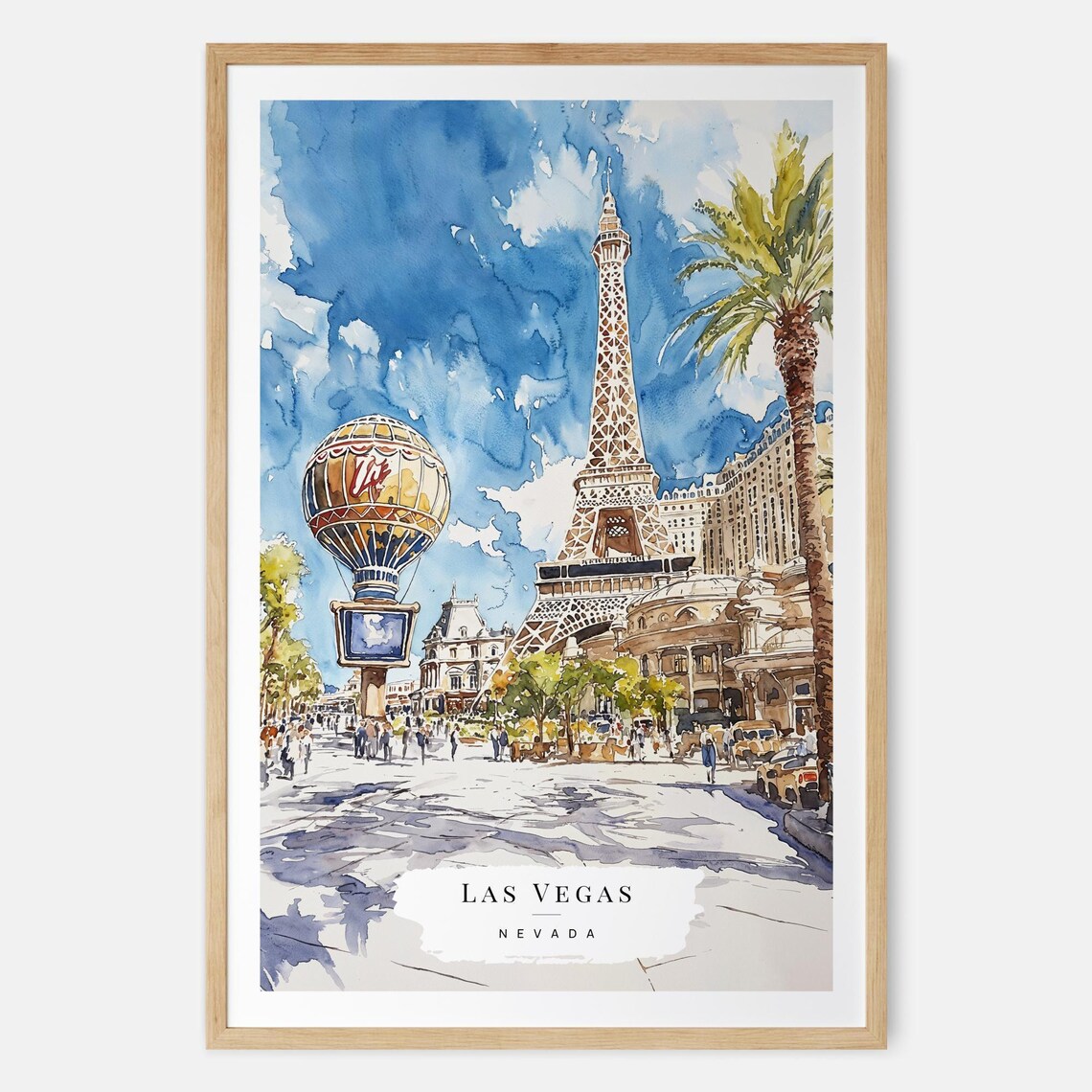 Las Vegas Nevada Eiffel Tower Replica Watercolor Travel Poster