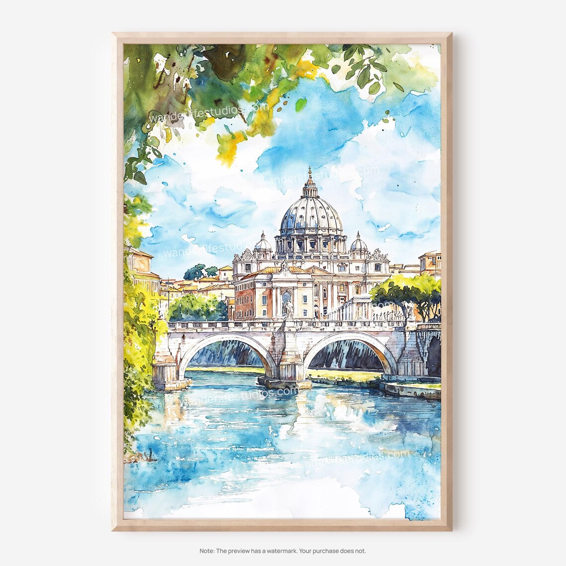 Saint Peters Basilica Vatican City Watercolor Painting Poster