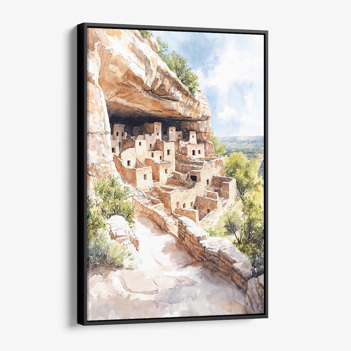 Ancient Cliff Dwelling Watercolor Historic Southwest Canyon Poster