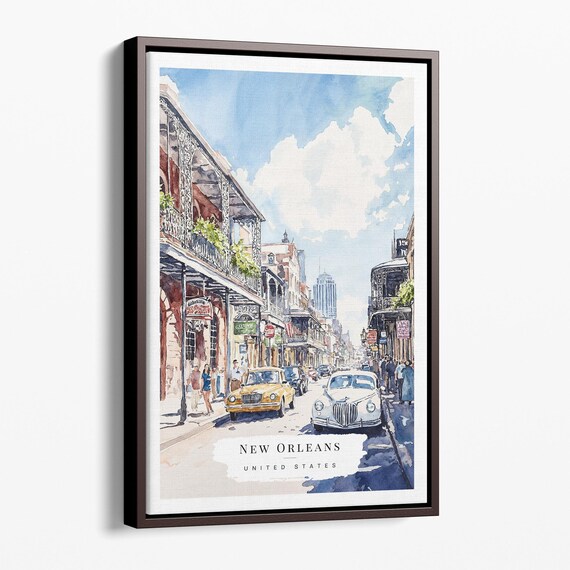 New Orleans French Quarter Watercolor Street Cityscape Poster