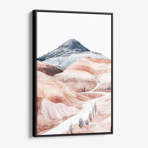 Oregon Painted Hills Soft Pink Watercolor Desert Mountain Landscape Print