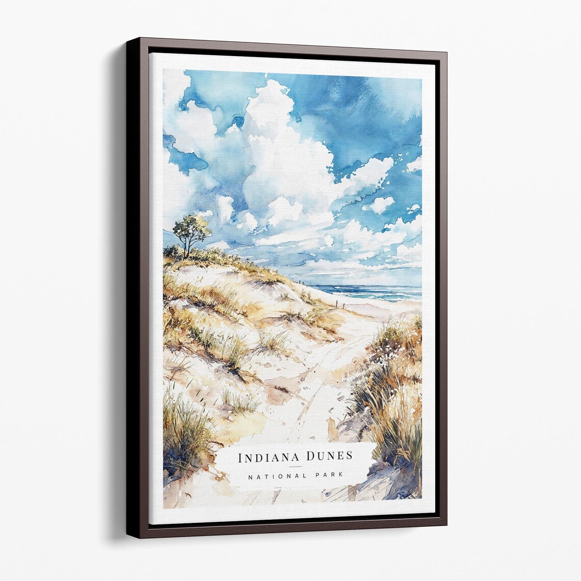 Indiana Dunes National Park Watercolor Sand Beach Lake Travel Poster