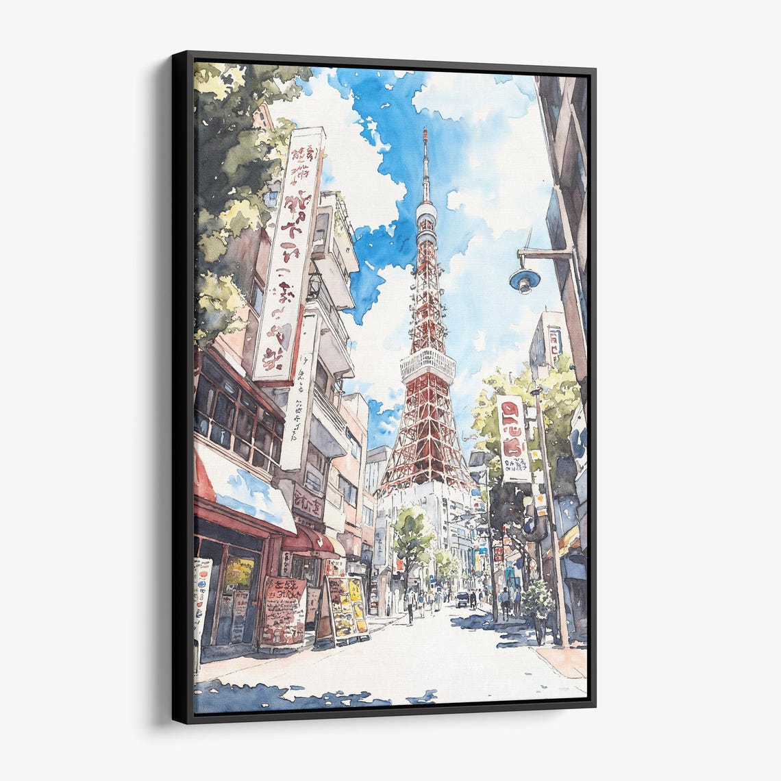 Tokyo Tower Canvas Print Watercolor Urban Cityscape Wall Art