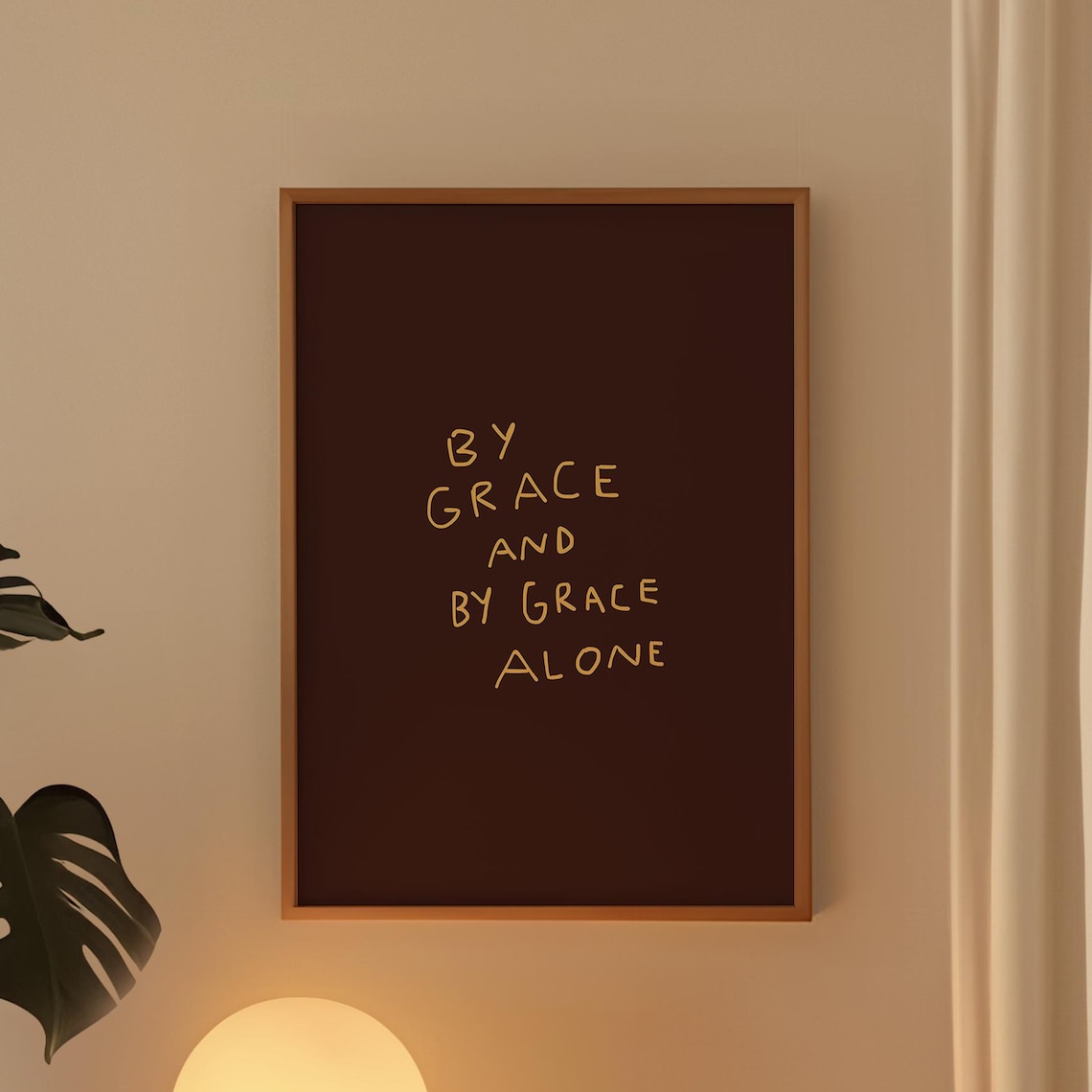Neutral Christian Print By Grace, Handwritten Style