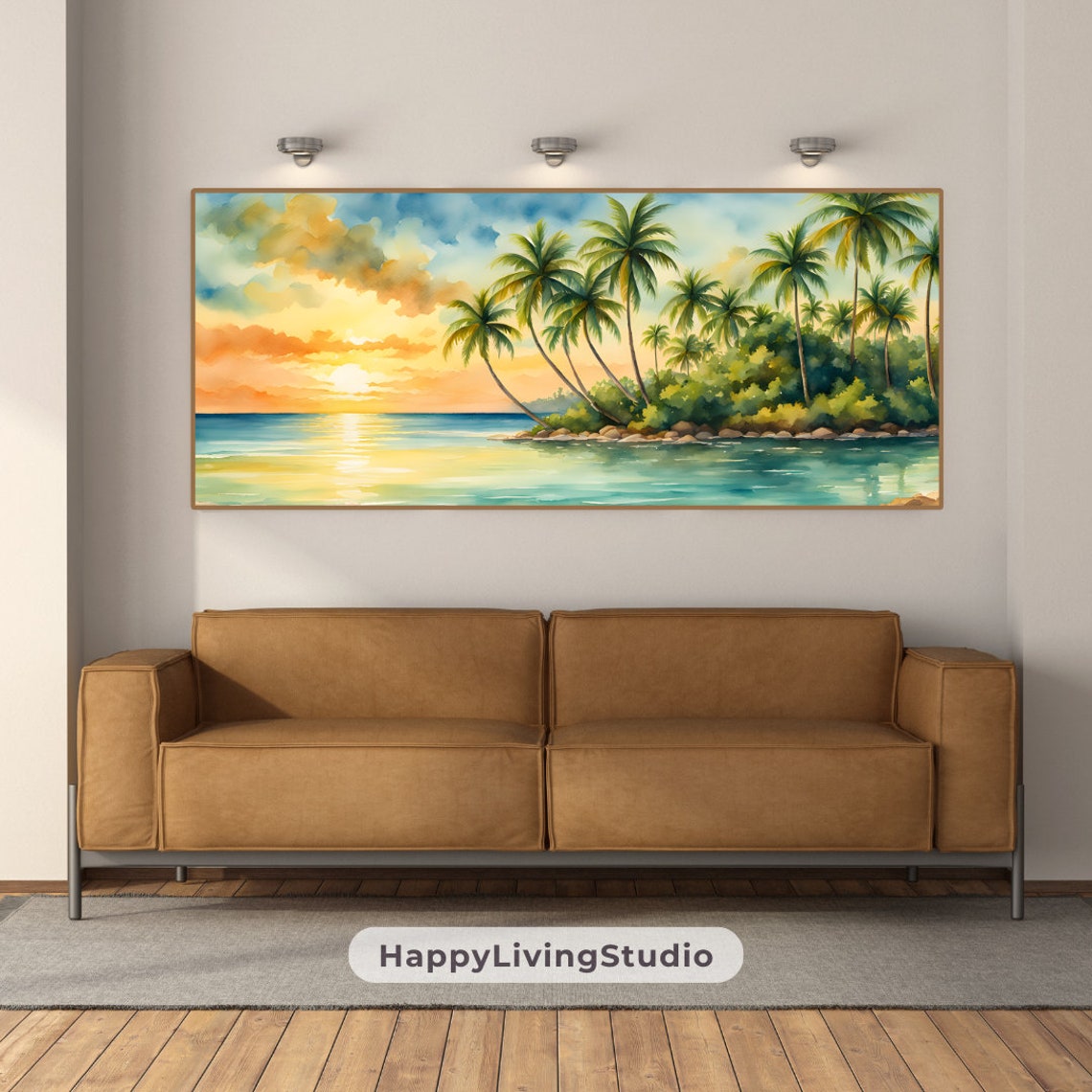 Tropical Island Wall Art Large Art High Resolution Prints Horizontal Wall Art Print Colorful Watercolor Print Art - Image 4
