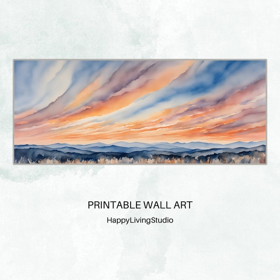 Colorful Sky Wall Art Large Art Print High Resolution Horizontal Wall Art Print Colorful Watercolor Print Art