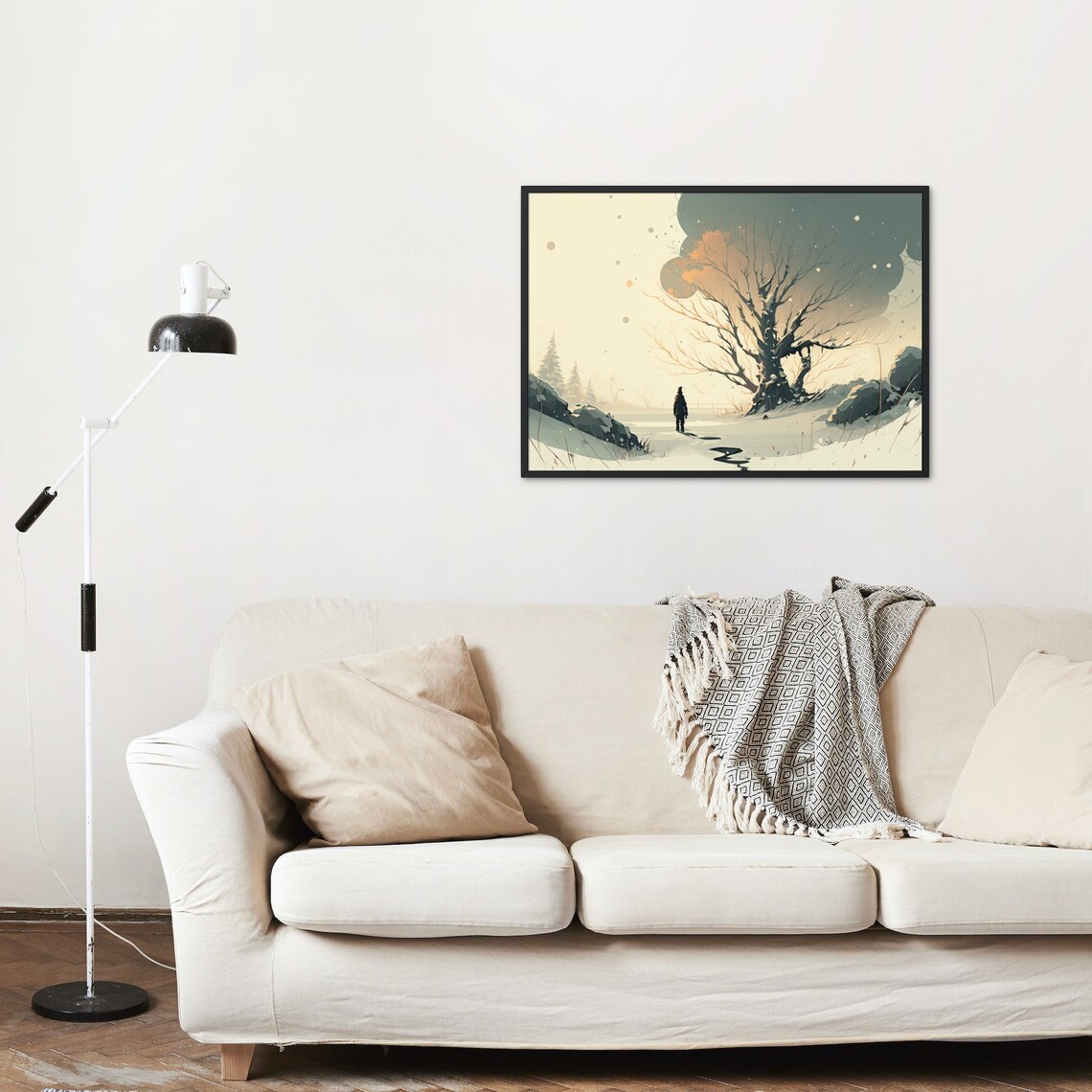 Winter Trees Art Print, Vertical Winter Landscape