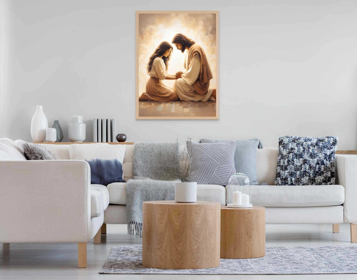 Comfort In Him, Jesus Hugging Girl Art Print - Image 6