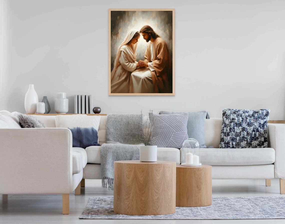 Calm Presence Christian Wall Art Jesus And Woman Jesus Picture Lds Art Bible Prints Christian Painting Picture Of Jesus And Girl Art - Image 7