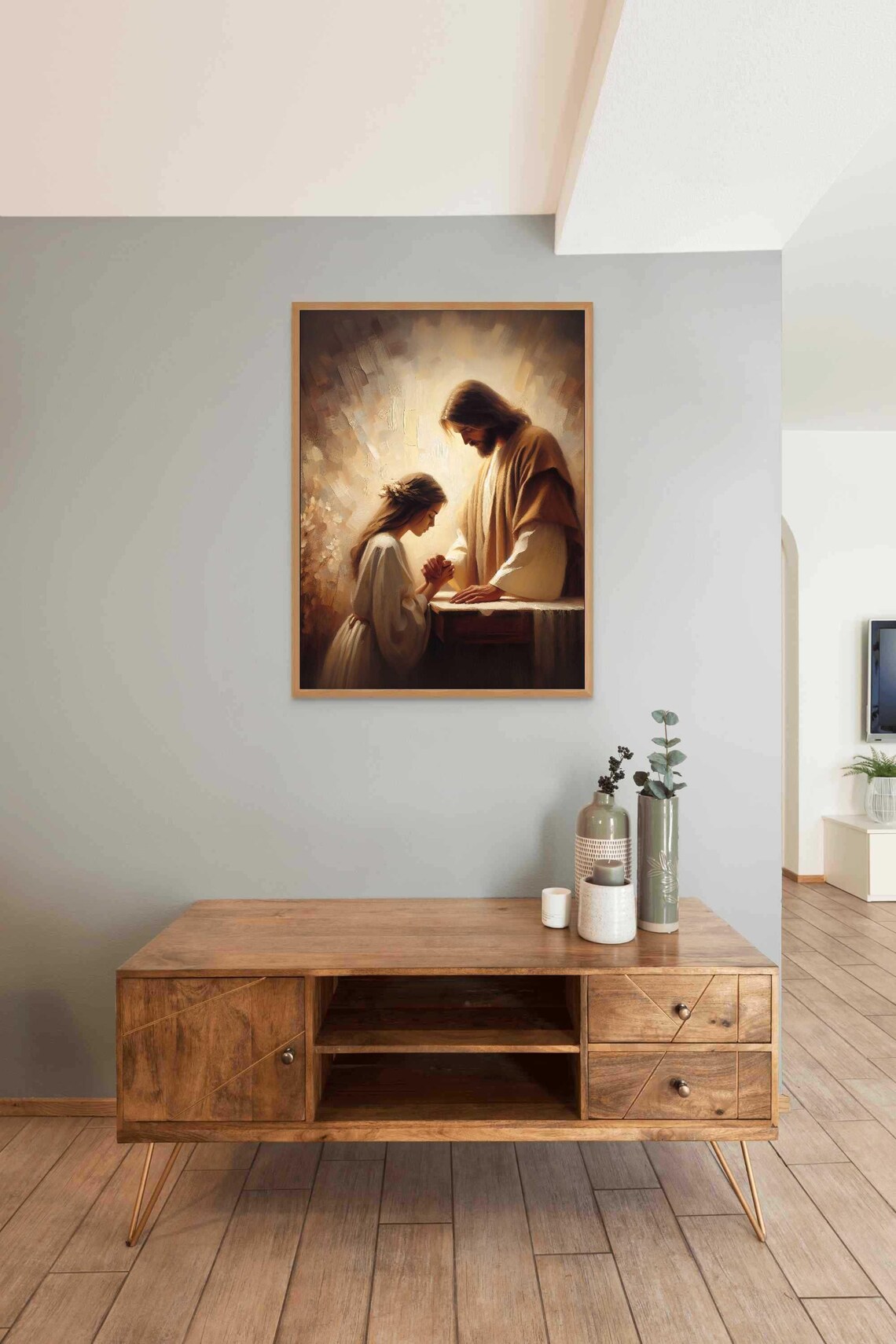 Divine Touch Christian Wall Art Jesus And Girl Art Jesus Wall Art Lds Prints Bible Painting Jesus Heals A Woman Jesus Christ Art - Image 3