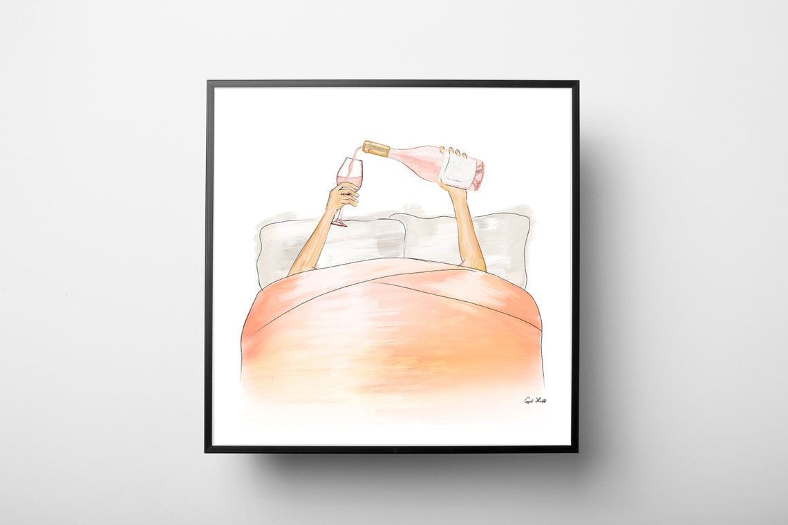 Ros In Bed Art Drinking Rose Drawing Fashion Art Girl In Bed Drinking In Bed Watercolor Lazy Morning Girl High Fashion Art