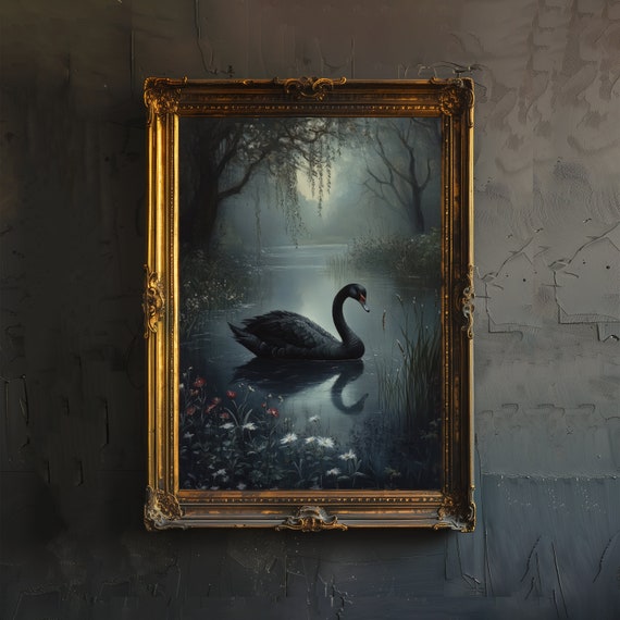 Black Swan Dark Academia Gothic Art Print