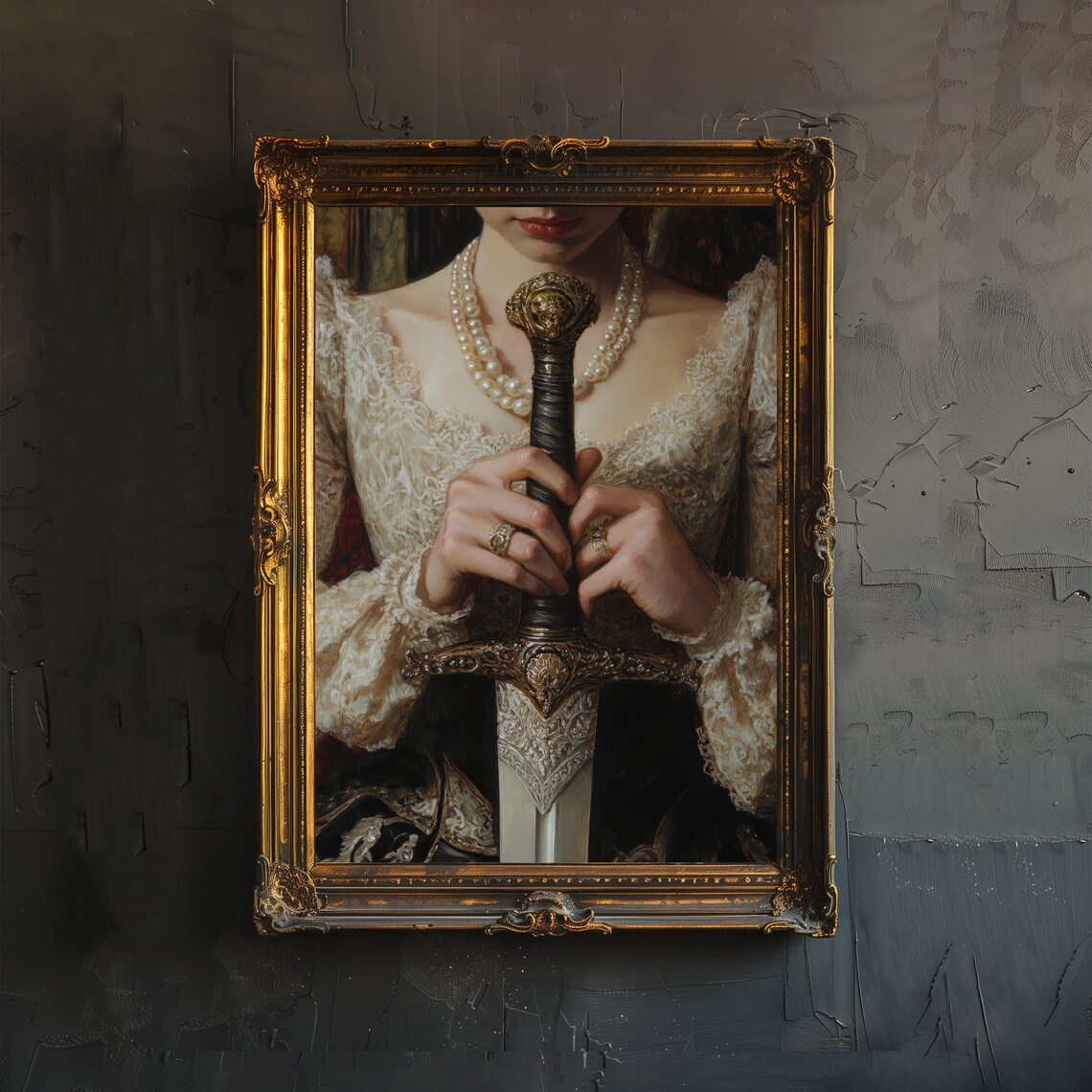 Victorian Woman With Sword, Gothic Art Print
