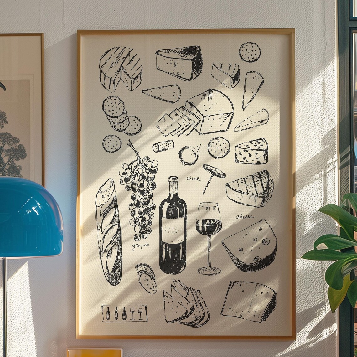 Wine And Cheese Kitchen Art Print, French Kitchen Decor - Image 5