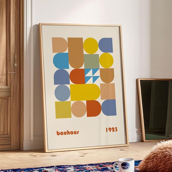 Bauhaus Printable Geometric Poster Abstract Maximalist Trendy Print Colorful Living Room Wall Art Eclectic Home Decor