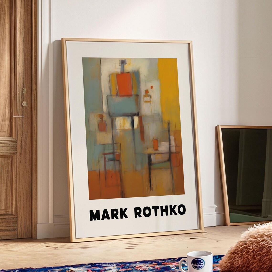 Mark Rothko Style Warm Yellow Orange Geometric Modern Art Poster