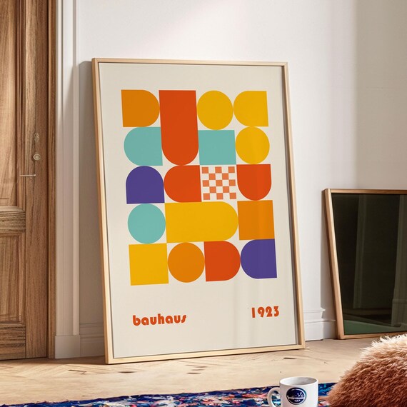Bauhaus Printable Geometric Poster Abstract Maximalist Trendy Print Colorful Living Room Wall Art Eclectic Home Decor