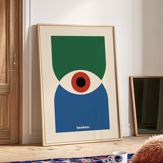 Bauhaus Printable Geometric Eye Poster Minimalist Trendy Print Mid Century Modern Living Room Wall Art Bauhaus