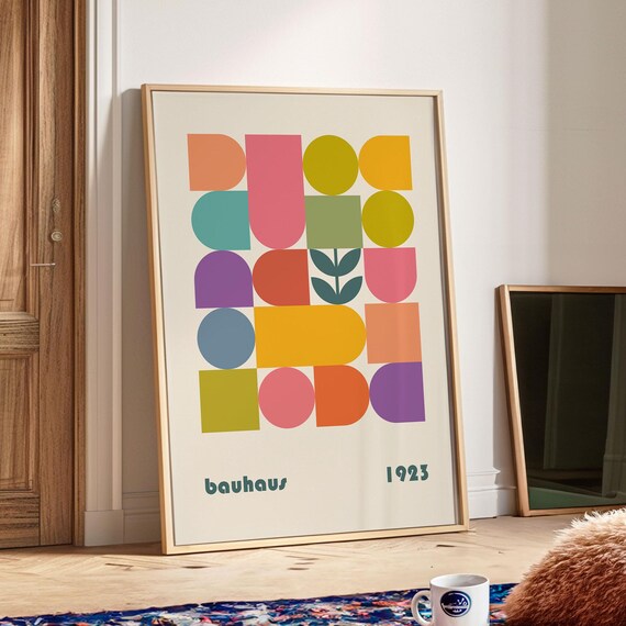 Bauhaus Printable Geometric Poster Abstract Maximalist Trendy Print Colorful Living Room Wall Art Eclectic Home Decor