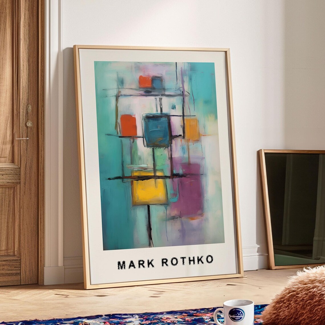 Mark Rothko Style Pastel Grid of Colorful Squares Abstract Poster